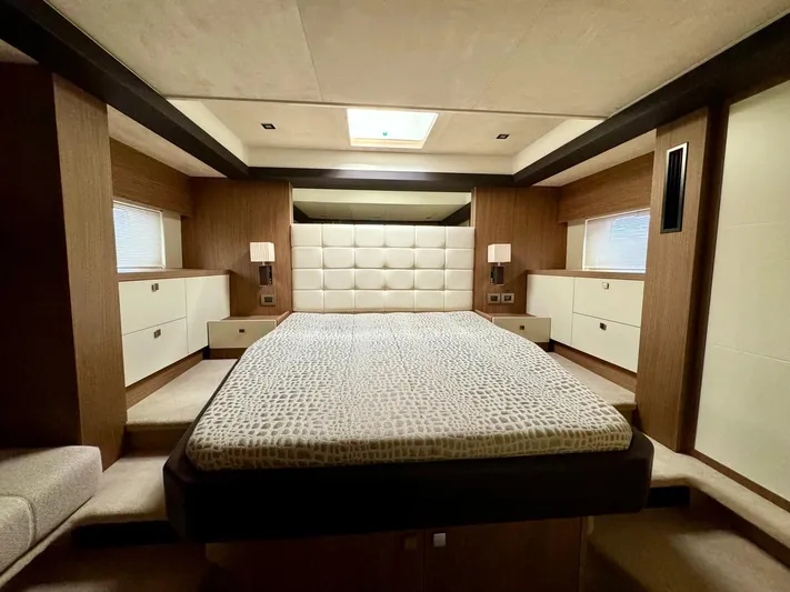  Yacht Photos Pics Luxurious bedroom interior of 2016 Cranchi Eco Trawler 53 Long Distance yacht.