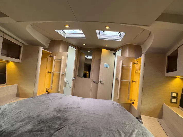 Sensei Yacht Photos Pics Luxurious interior of 2021 Beneteau Oceanis 46.1 yacht cabin with modern design.