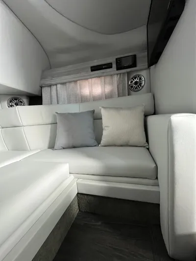  Yacht Photos Pics Interior of 2024 Formula 330 Crossover Bowrider I/O with plush seating and modern design.