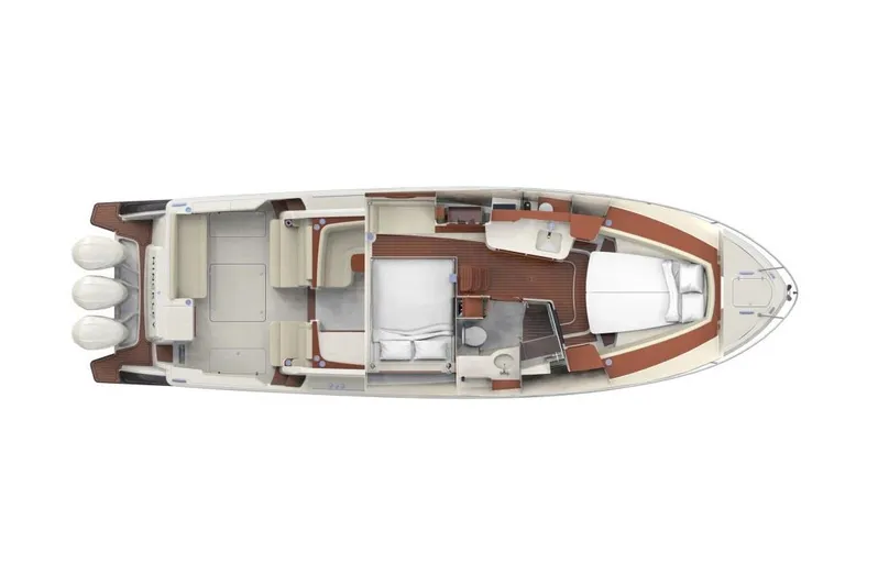 Yacht Photos Pics Manufacturer Provided Image: Top view of 2023 Hinckley Sport Boats 40x model layout.