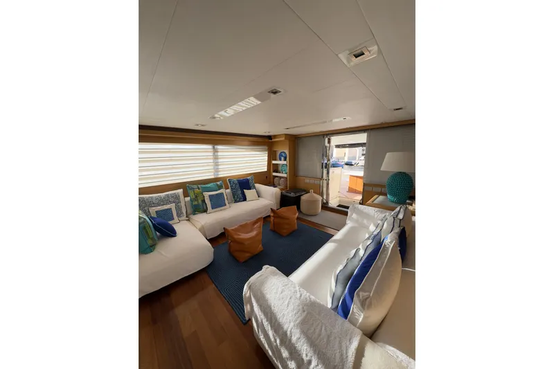  Yacht Photos Pics Luxurious interior of 2010 Ferretti Yachts 800 with elegant seating and decor.