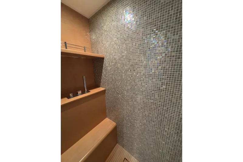  Yacht Photos Pics Luxurious bathroom with mosaic tiles in 2010 Ferretti Yachts 800.