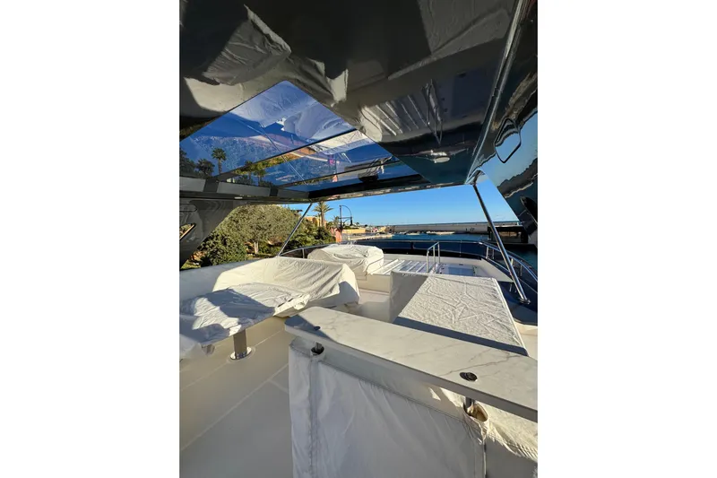  Yacht Photos Pics Luxurious 2010 Ferretti Yachts 800 with spacious deck and scenic marina view.