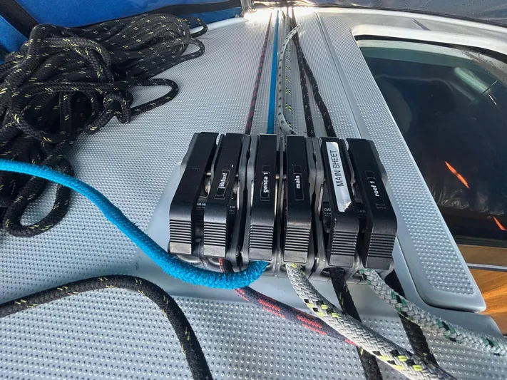 Veronese Yacht Photos Pics Rope clutches on a 2003 Beneteau First 47.7 sailboat deck.