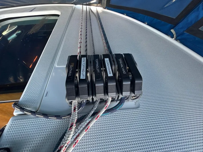 Veronese Yacht Photos Pics Rope clutches on a 2003 Beneteau First 47.7 sailboat deck.