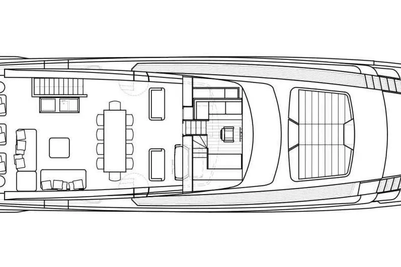 Le Gypsy Yacht Photos Pics Top view blueprint of 2018 Sanlorenzo 102A yacht layout.