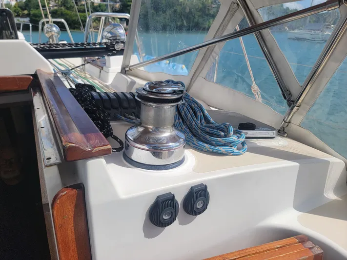 Rio Yacht Photos Pics Deck of 2008 Tartan 4300 sailboat with winch and ropes.