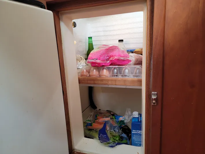 Rio Yacht Photos Pics Refrigerator interior with groceries on a Tartan 4300 yacht, 2008 model.