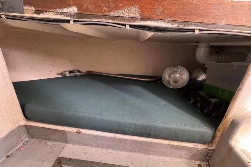  Yacht Photos Pics Interior of a 2018 Custom Hoku 40 boat with storage and equipment.