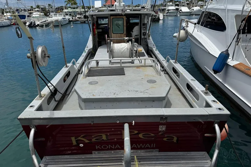  Yacht Photos Pics Custom Hoku 40 boat docked in marina, Kona, Hawaii, 2018 model.