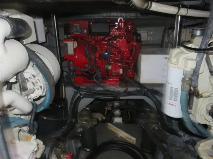  Yacht Photos Pics Engine room of a 2002 Sea Ray 450 Express Bridge yacht.