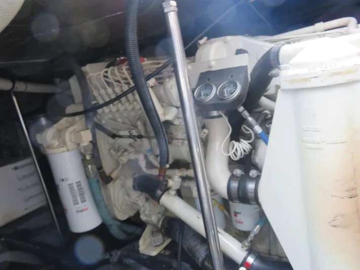  Yacht Photos Pics Engine compartment of a 2002 Sea Ray 450 Express Bridge yacht.