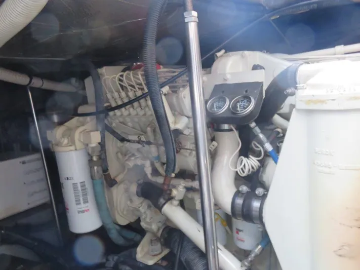  Yacht Photos Pics Engine compartment of a 2002 Sea Ray 450 Express Bridge yacht.