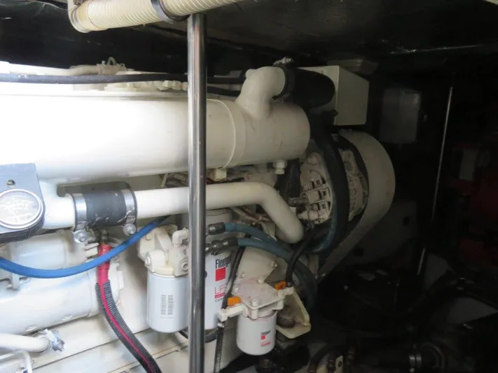  Yacht Photos Pics Engine compartment of a 2002 Sea Ray 450 Express Bridge yacht.