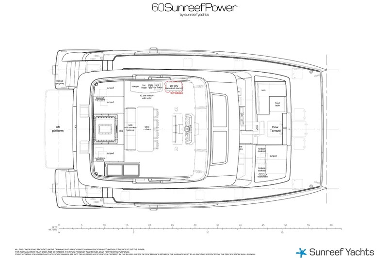  Yacht Photos Pics Blueprint of 2026 Sunreef 60 Power yacht, showcasing layout and design features.