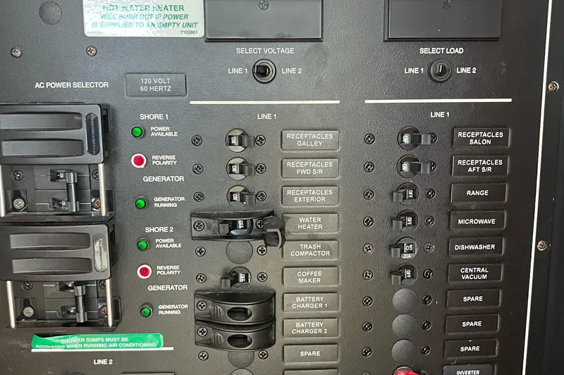  Yacht Photos Pics Electrical control panel of a 2003 Carver 444 Cockpit Motor Yacht.