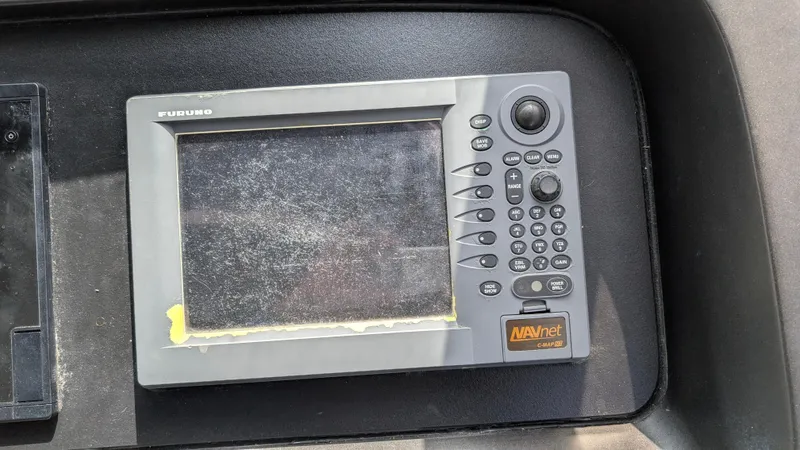 Cavallo Yacht Photos Pics Furuno NavNet display on 2004 Sunseeker Portofino yacht dashboard.