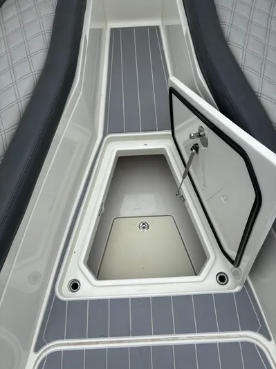  Yacht Photos Pics Open storage compartment on 2017 HCB Speciale boat deck.