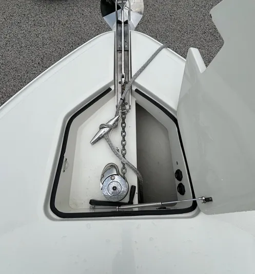  Yacht Photos Pics Anchor compartment of 2017 HCB Speciale boat with chain and winch.