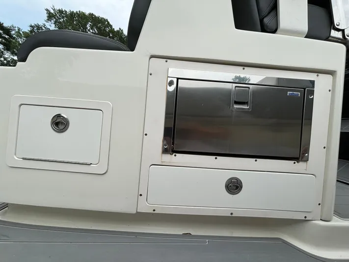 Yacht Photos Pics 2017 HCB Speciale boat storage compartments with stainless steel detailing.