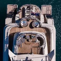 My Spirit Yacht Photos Pics Aerial view of 2005 New Zealand Yachts Wave Piercer on water.