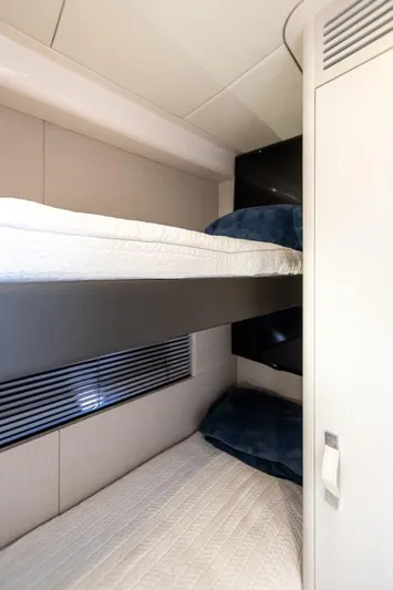 Blessed Yacht Photos Pics 2020 Azimut AZ 50-Fly yacht interior with bunk beds and modern design.