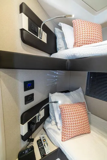 Blessed Yacht Photos Pics Interior of 2020 Azimut AZ 50-Fly yacht with bunk beds and modern amenities.