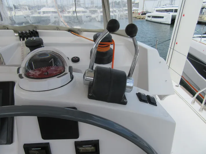 Heby Yacht Photos Pics Catana OC 50 yacht helm with compass and throttle controls, 2023 model.