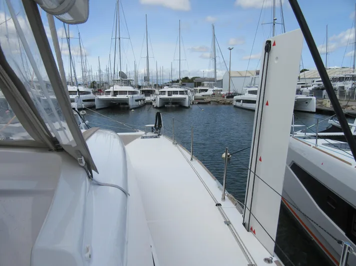 Heby Yacht Photos Pics 2023 Catana OC 50 yacht docked in a marina with other boats.