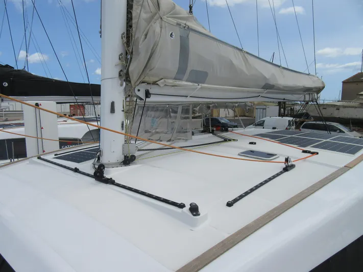 Heby Yacht Photos Pics 2023 Catana OC 50 sailboat deck with rigging and sails.