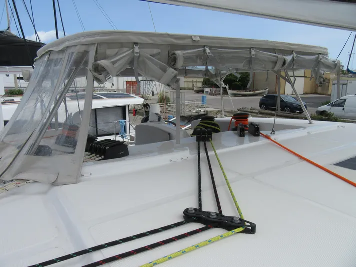 Heby Yacht Photos Pics 2023 Catana OC 50 yacht deck with rigging and canopy.