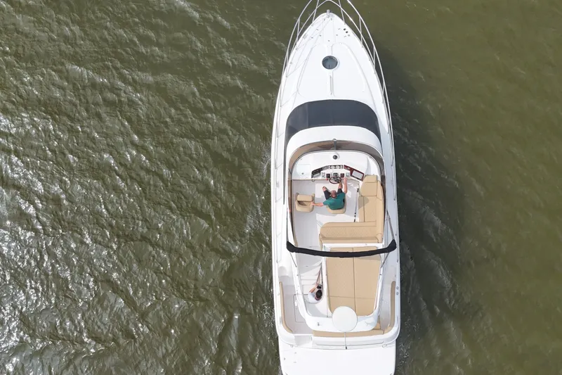 Barbie Hunter Yacht Photos Pics Aerial view of a 2007 Regal 4080 Flybridge Sedan yacht.