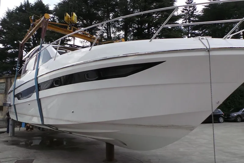  Yacht Photos Pics 2017 Rio Yachts Sport Coupe 44 on dry dock, showcasing sleek design and modern features.