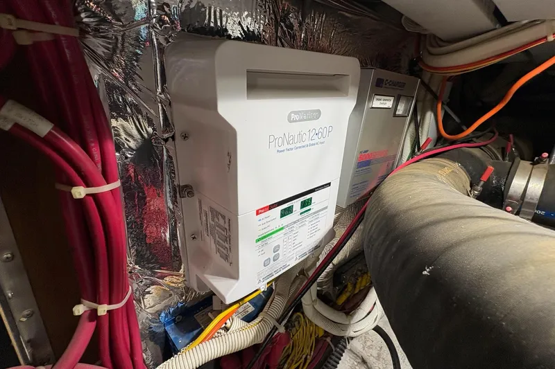  Yacht Photos Pics Electrical system inside 2003 Carver 396 Motor Yacht engine room with ProNautic charger.