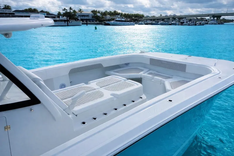 In Stock Opportunity Or New Order Yacht Photos Pics 2026 Front Runner 43 Catamaran on turquoise water.