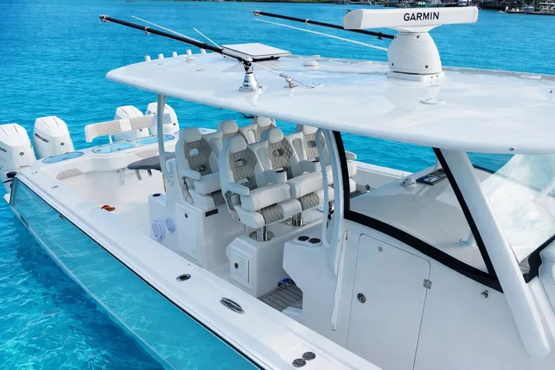 In Stock Opportunity Or New Order Yacht Photos Pics Front Runner 43 Catamaran 2026 on clear blue water.