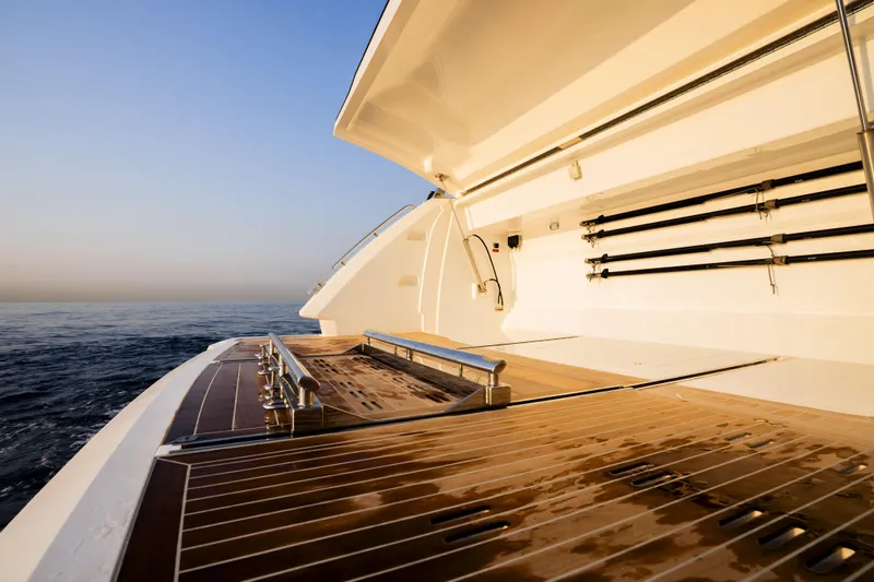 Travitude Yacht Photos Pics Luxurious Pearl 62 yacht deck with ocean view, 2020 model.