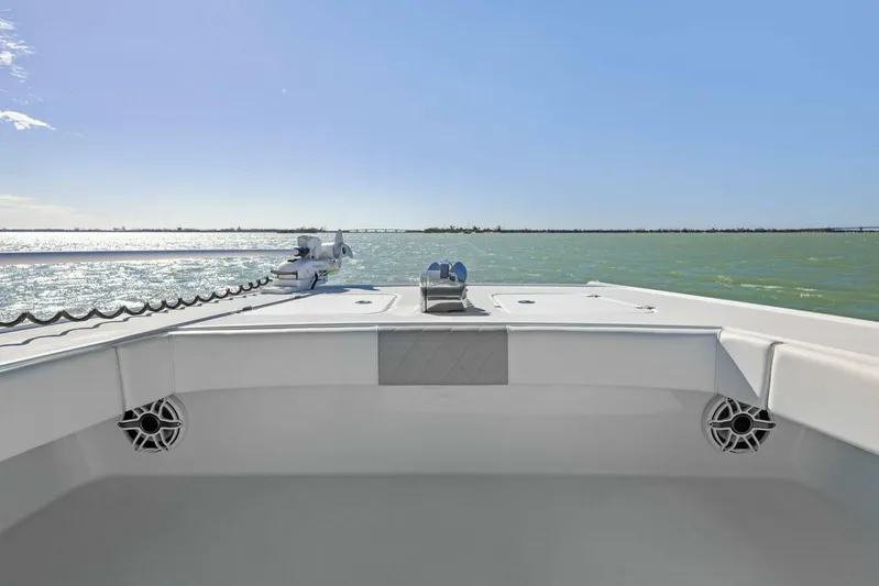  Yacht Photos Pics Freeman 34VH 2022 boat on calm water under clear blue sky.