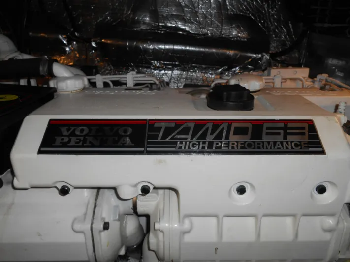 Lucky Yacht Photos Pics Volvo Penta TAMD 63 high-performance engine in a 2001 Californian 39 boat.