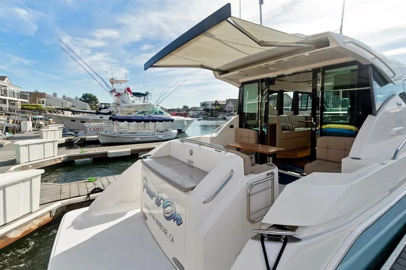 Pour It On Yacht Photos Pics 2017 Tiara Yachts C39 Coupe docked at marina, showcasing luxurious interior and exterior design.