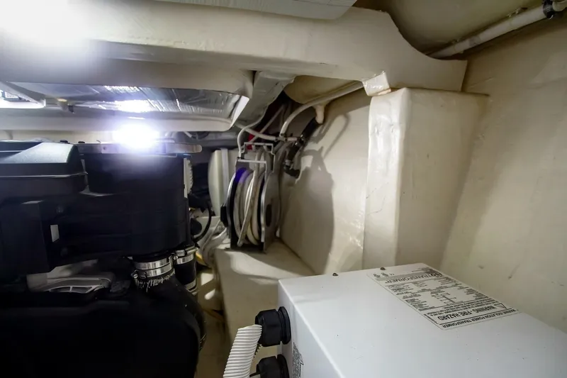 Pour It On Yacht Photos Pics Engine room of 2017 Tiara Yachts C39 Coupe, showcasing mechanical components.