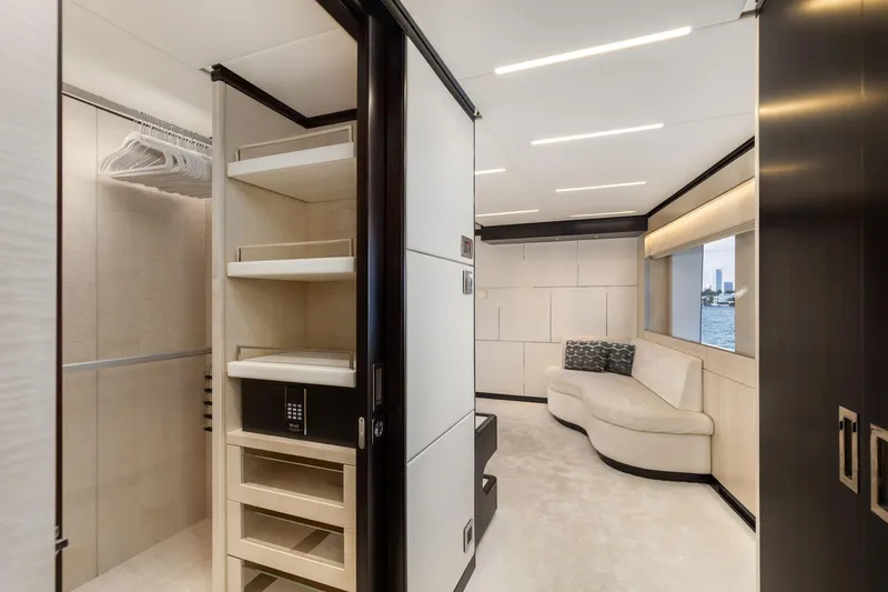 Rocket One Yacht Photos Pics Luxurious interior of 2022 Gulf Craft Majesty 120 yacht with modern design and elegant furnishings.