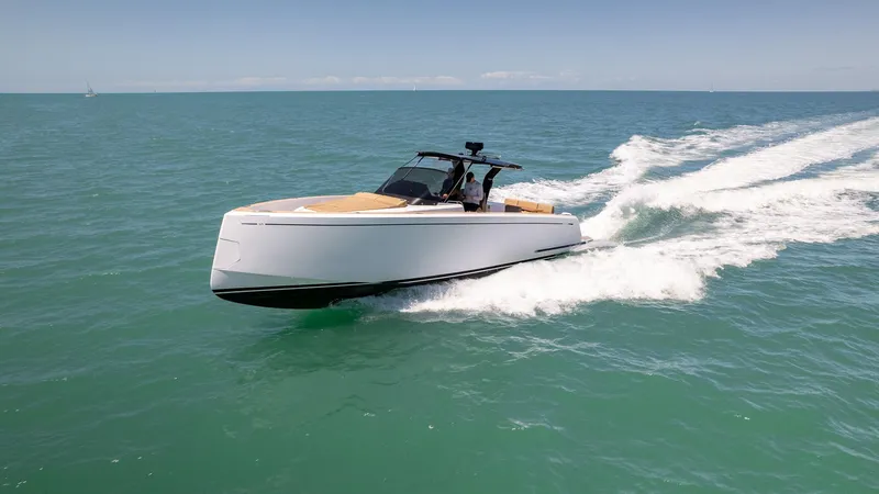  Yacht Photos Pics 2025 Pardo Yachts 38 cruising on open sea under clear skies.