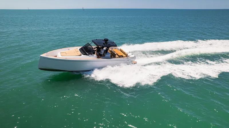  Yacht Photos Pics 2025 Pardo Yachts 38 cruising on open sea, showcasing sleek design and performance.