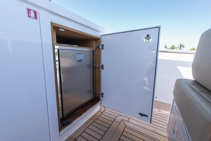  Yacht Photos Pics Open storage compartment on 2025 Pardo Yachts 38, featuring sleek design and modern amenities.