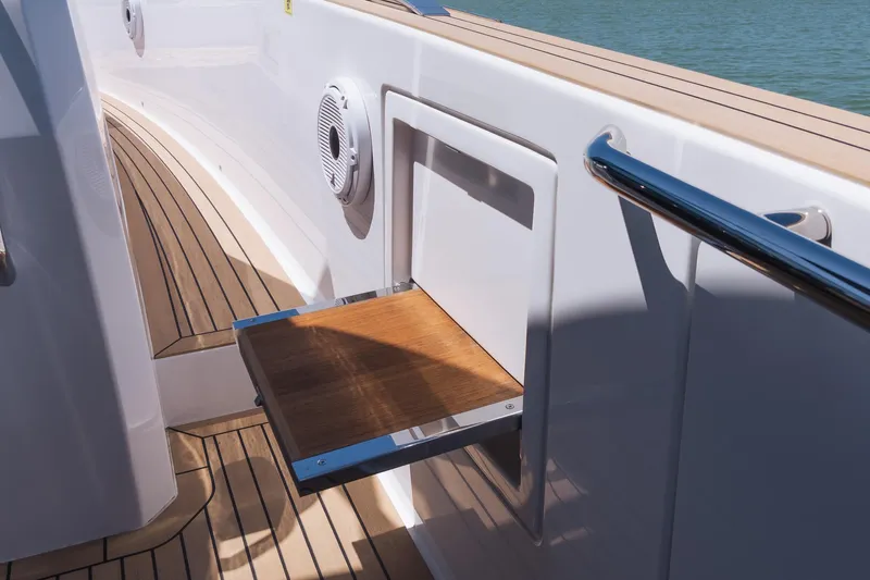  Yacht Photos Pics Pardo Yachts 38 (2025) deck with fold-out step and sleek design.