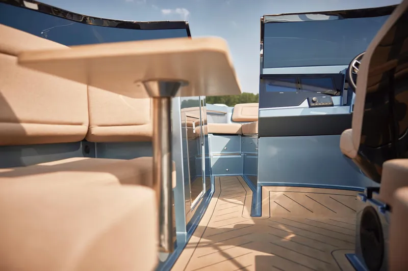  Yacht Photos Pics Luxurious interior of 2026 Flynt Yachts Speedera 26 OB with modern seating and sleek design.