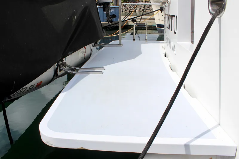 Rc Venture Yacht Photos Pics Swim platform of 1989 Ocean Alexander 44 yacht docked at marina.