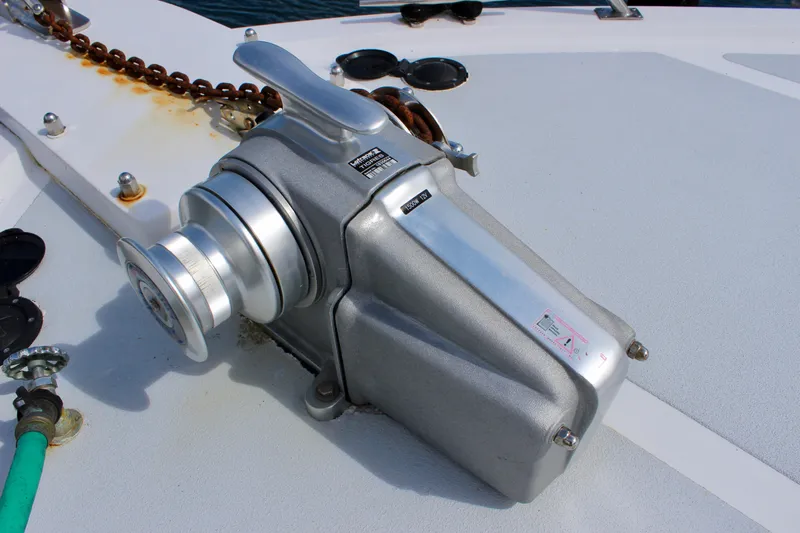 Rc Venture Yacht Photos Pics Anchor winch on 1989 Ocean Alexander 44 yacht deck.