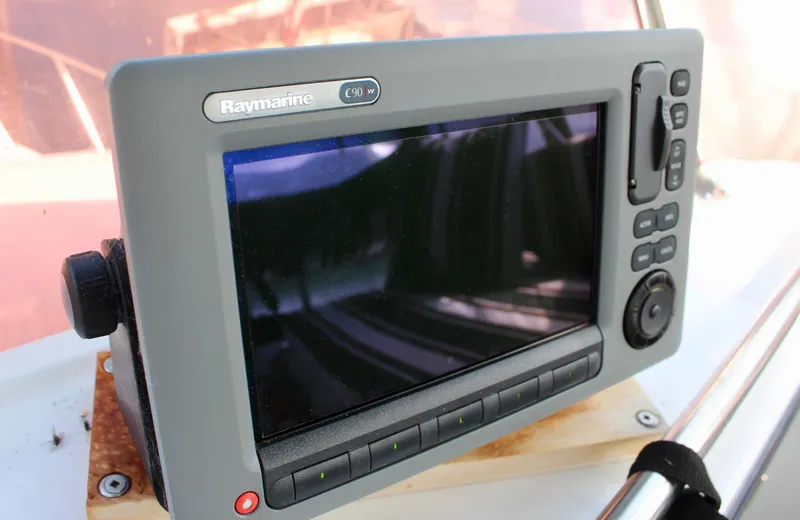 Rc Venture Yacht Photos Pics Raymarine C140 marine navigation display on 1989 Ocean Alexander 44 yacht.
